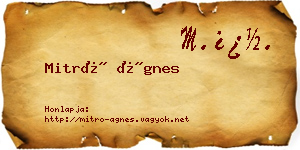 Mitró Ágnes névjegykártya